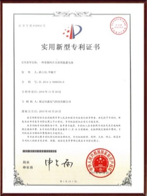 一種帶撥碼開關(guān)的智能蓄電池實(shí)用新型專利證書